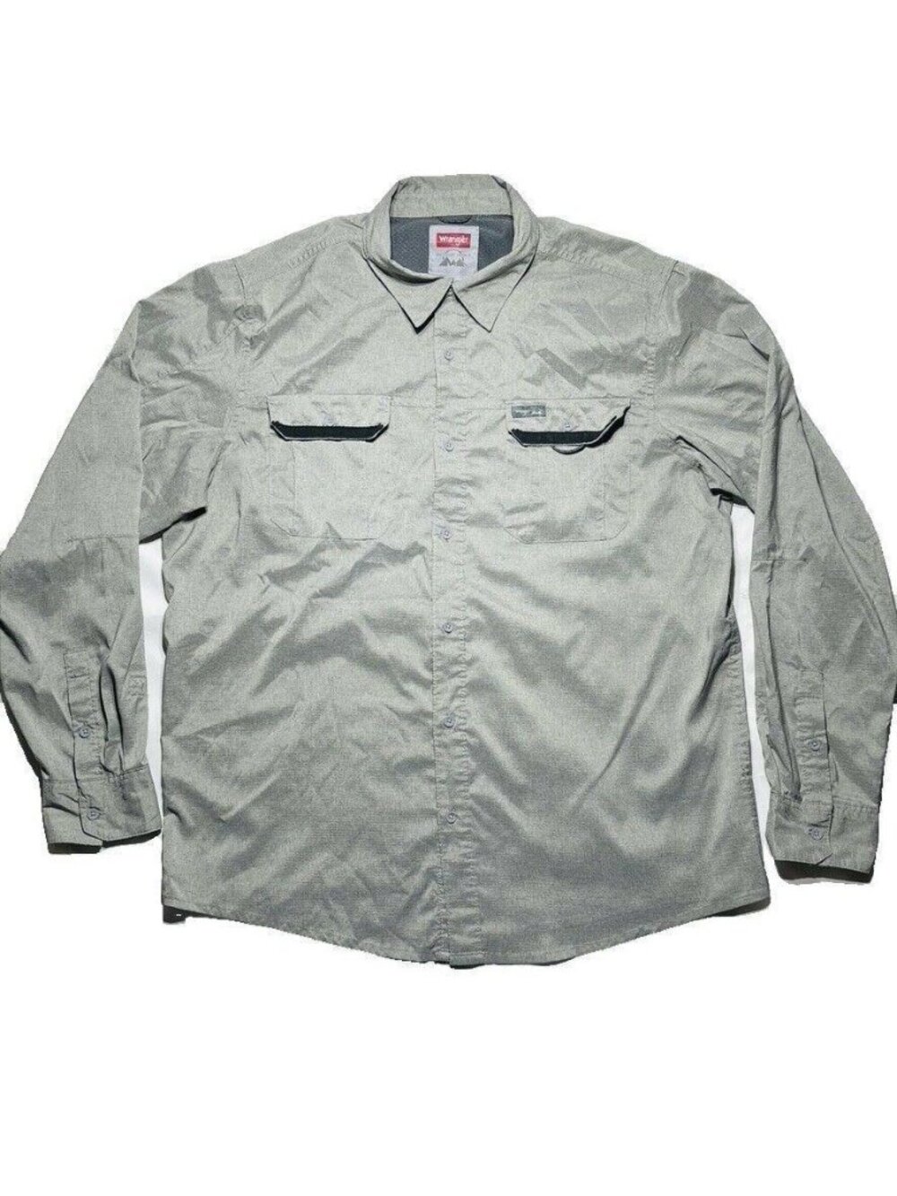 WRANGLER Mens Size L Gray Vented Button Up Shirt